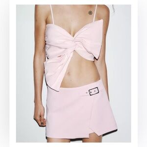 Zara Pink Maxi Bow Crop Top